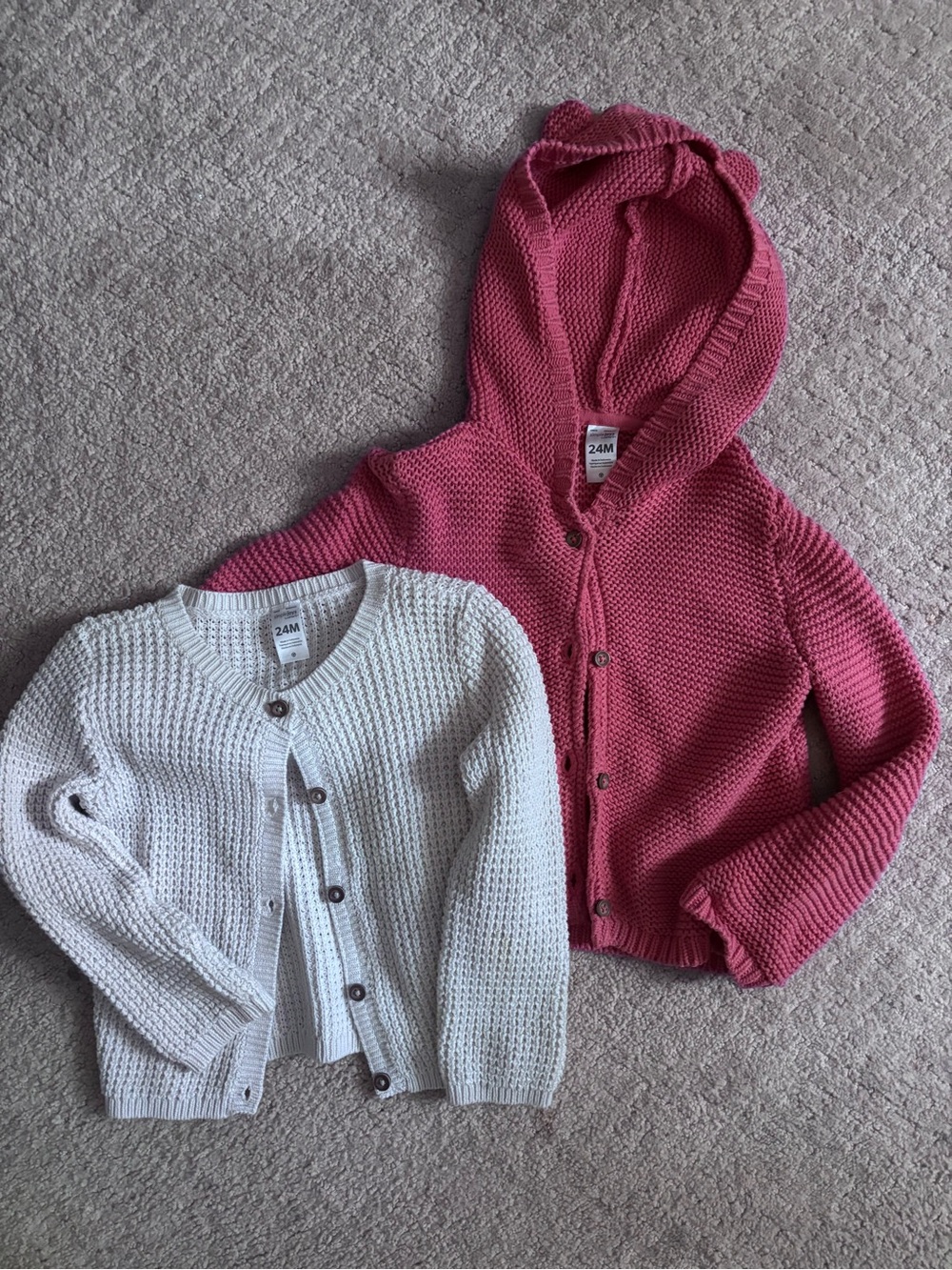 Childrens Knit Hooded Jacket in Deep Pink - Unbranded